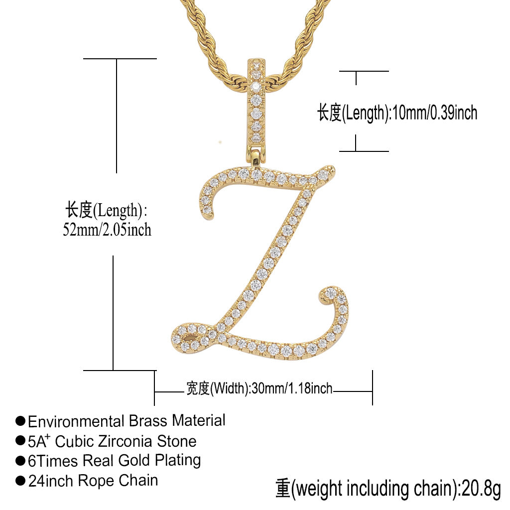 Heritage Architecture - Write My Name - Cursive Zircon Letter Necklace in 18K Gold