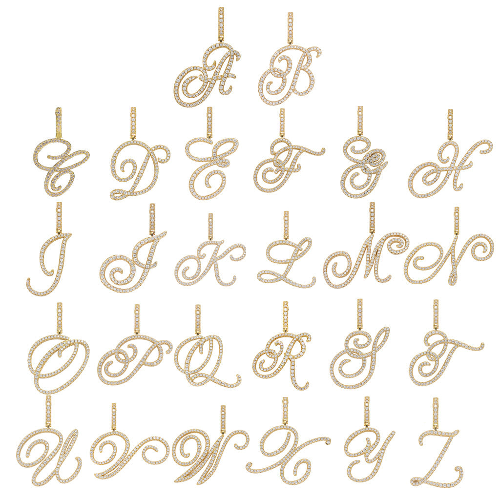 Heritage Architecture - Write My Name - Cursive Zircon Letter Necklace in 18K Gold