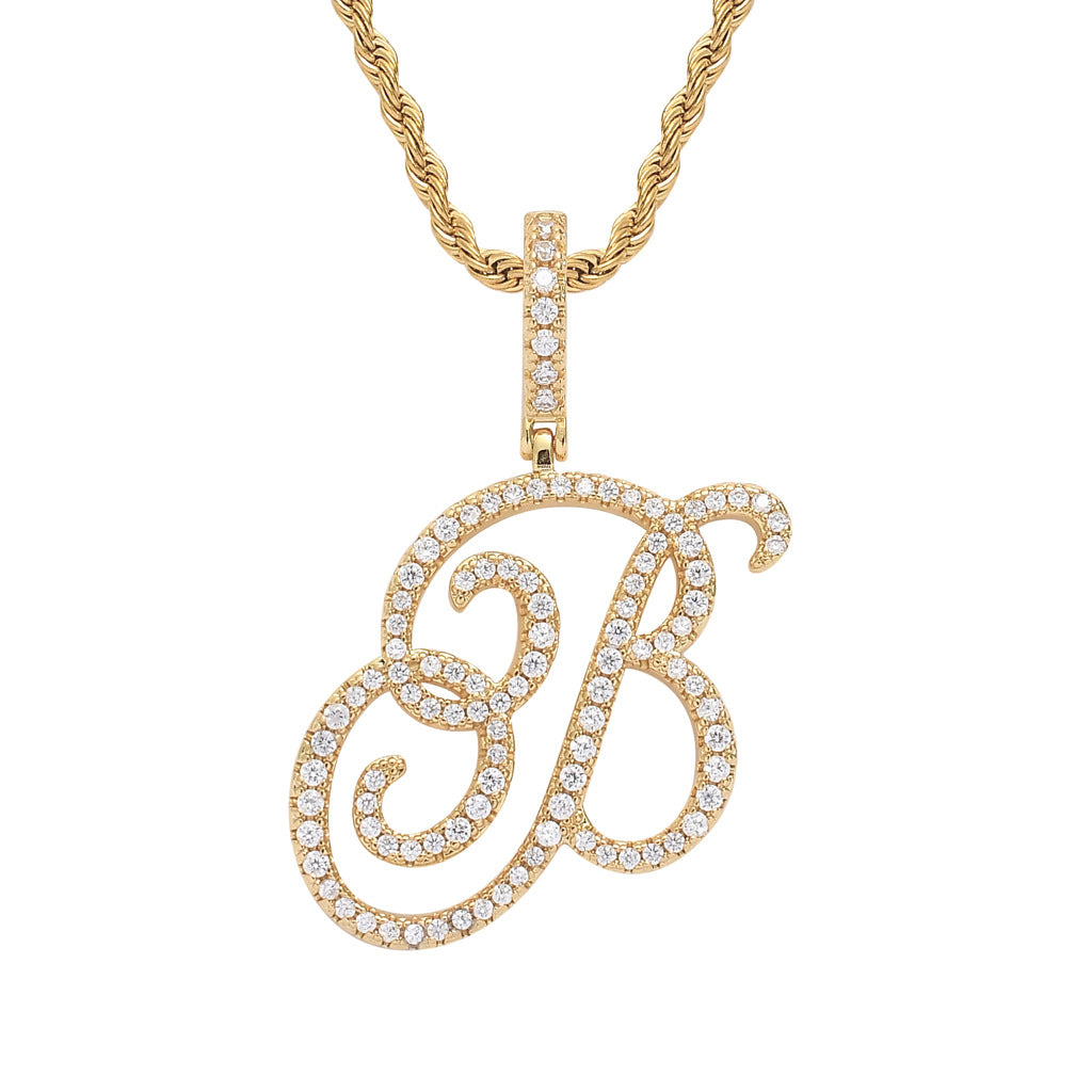Heritage Architecture - Write My Name - Cursive Zircon Letter Necklace in 18K Gold