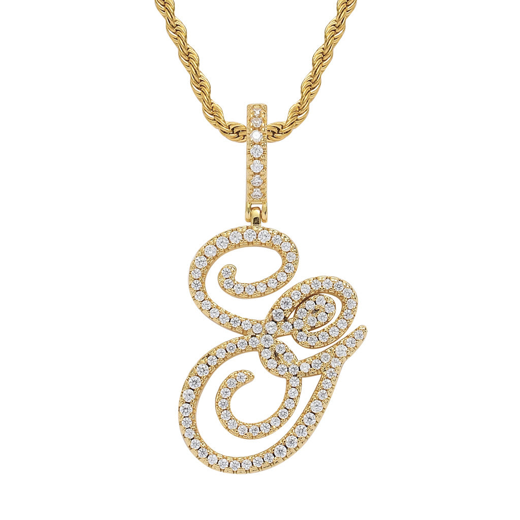 Heritage Architecture - Write My Name - Cursive Zircon Letter Necklace in 18K Gold