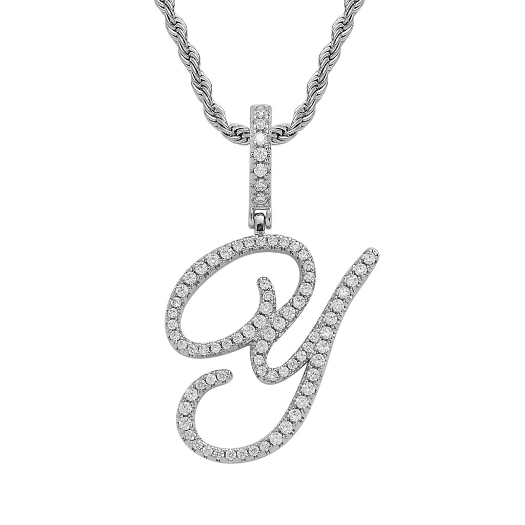 Heritage Architecture - Write My Name - Cursive Zircon Letter Necklace in 18K Gold