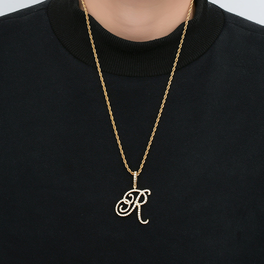 Heritage Architecture - Write My Name - Cursive Zircon Letter Necklace in 18K Gold