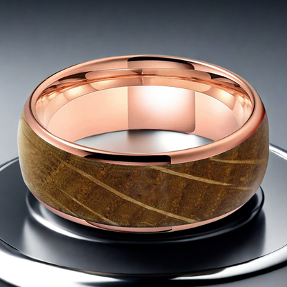 SALE | Whiskey Enchantment Ring - 8mm Rose Gold Whiskey Barrel Men's Wedding Band