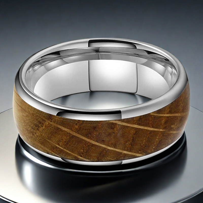 SALE | Whiskey Enchantment Ring - 8mm Platinum Whiskey Barrel Men's Wedding Band