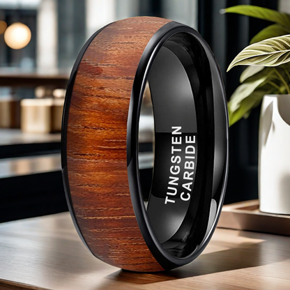 Heritage Architecture Ring - 4mm/6mm/8mm Black Tungsten Old Wood Men's Wedding Band