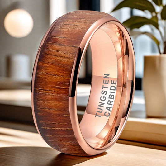 Heritage Architecture Ring - 4mm/6mm/8mm Rose Gold-Plated Old Wood Men's Wedding Band