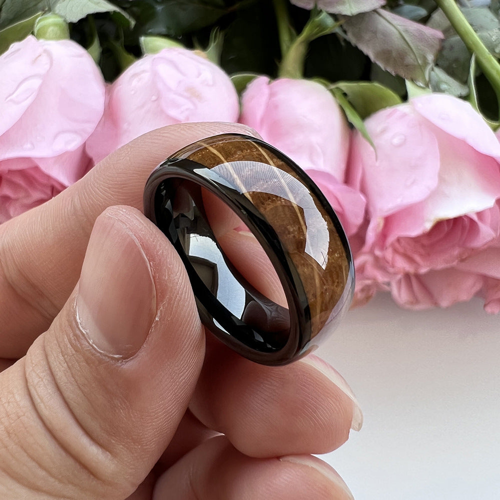 SALE | Whiskey Enchantment Ring - 8mm Black Tungsten Whiskey Barrel Men's Wedding Band