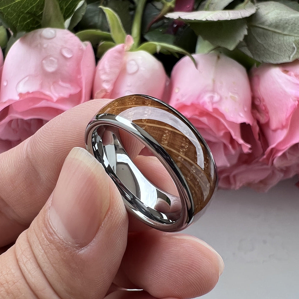 SALE | Whiskey Enchantment Ring - 8mm Platinum Whiskey Barrel Men's Wedding Band