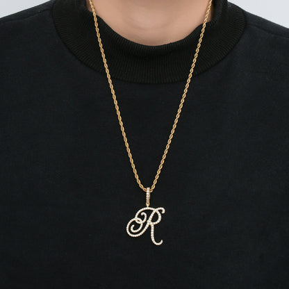 Heritage Architecture - Write My Name - Cursive Zircon Letter Necklace in 18K Gold