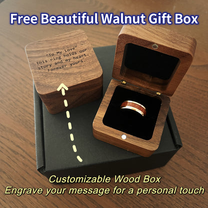 Musical Soul Ring - 8mm Gunmetal Tungsten Ring with Guitar Wood Inlay, Dual Guitar Strings & Turquoise - Men's Wedding Band