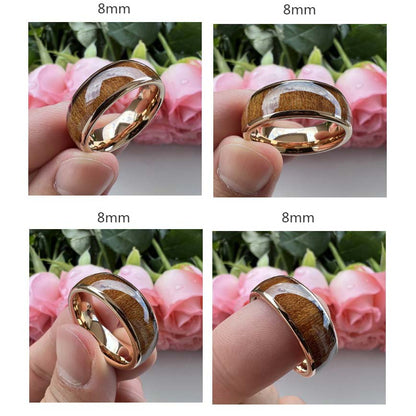 Heritage Architecture Ring - 4mm/6mm/8mm Rose Gold-Plated Old Wood Men's Wedding Band